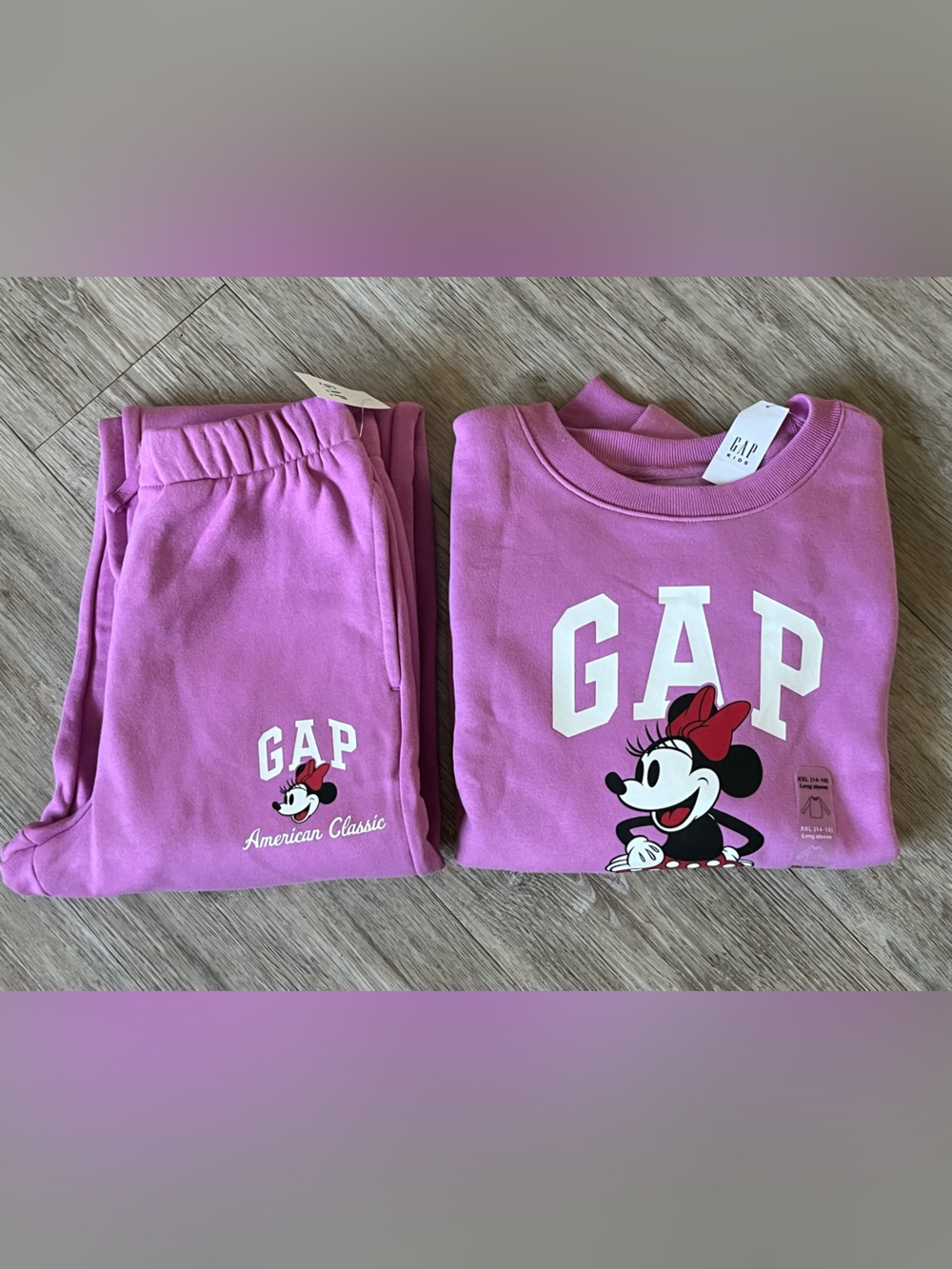 Gap Kids Disney Minnie Mouse Front Logo Sweatshirt & Jogger Set SportsPink 14-16